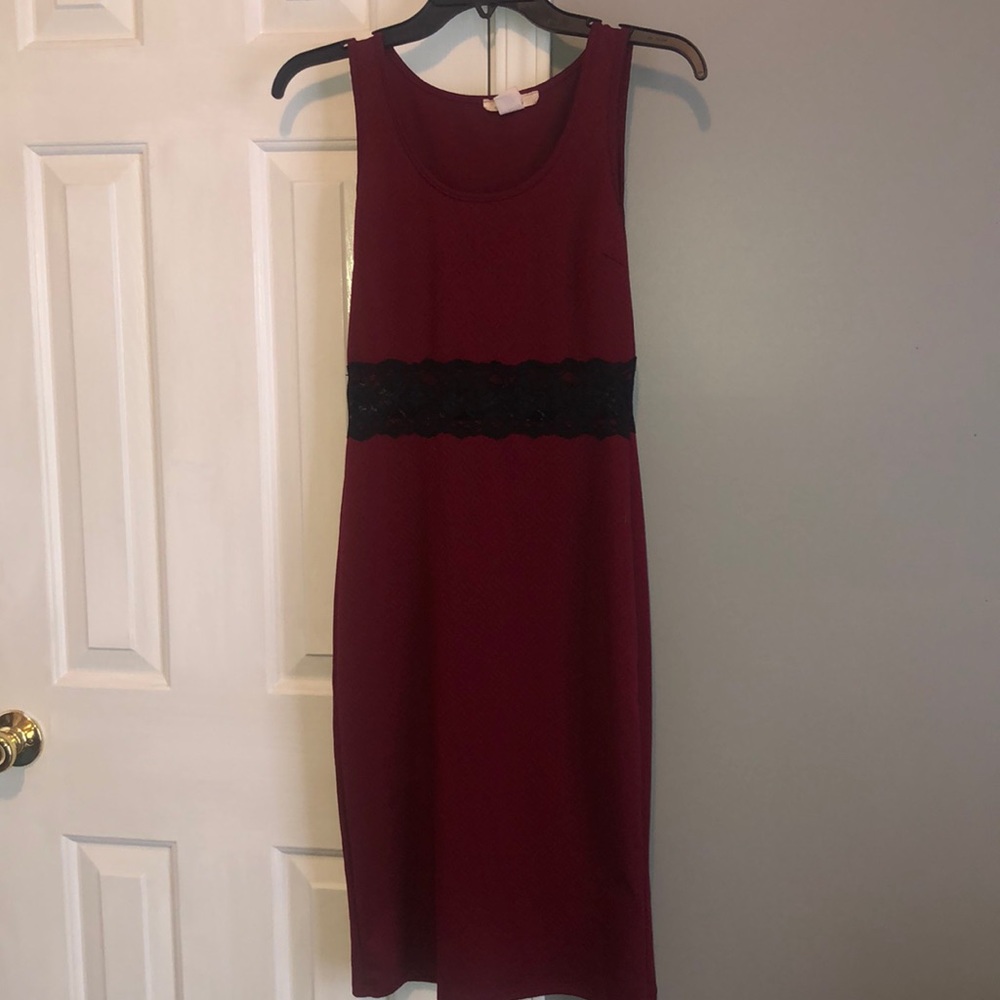 Red Dress with black lace